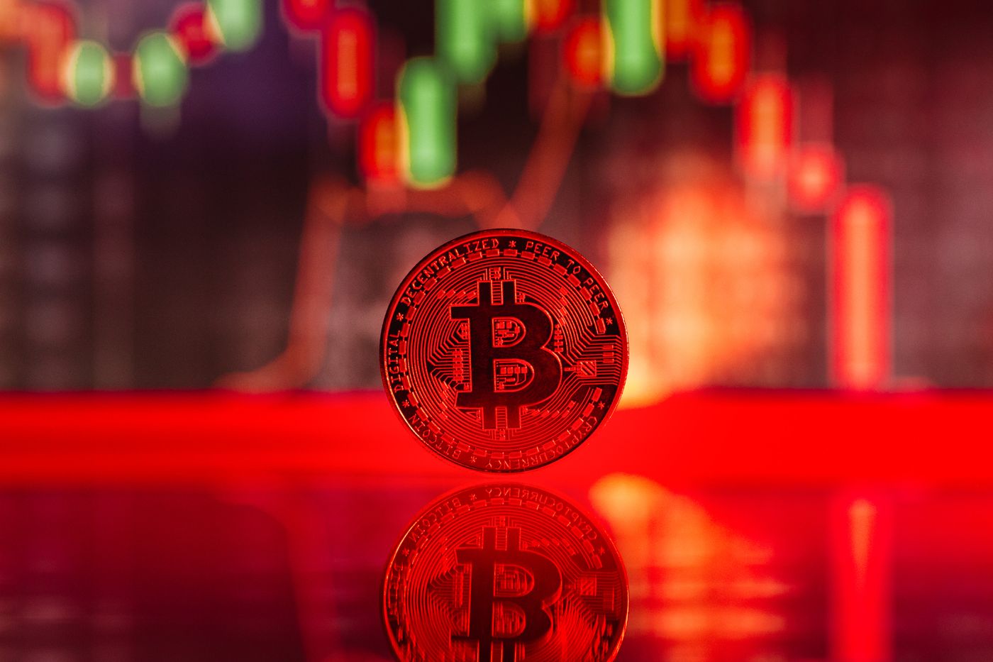 Nahaufnahme einer Bitcoin-Symbolmünze